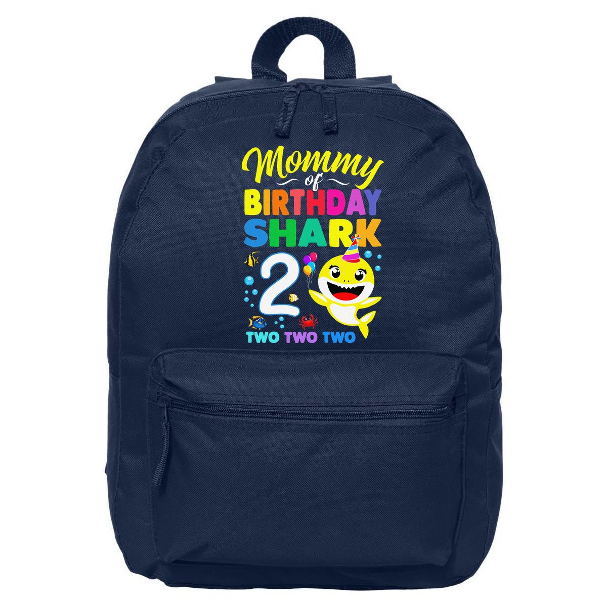 Mommy Of Birthday Shark 2nd Matching Oufit Party For Family 16 in Basic Backpack