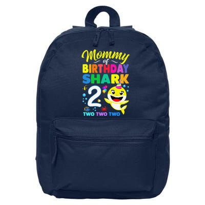 Mommy Of Birthday Shark 2nd Matching Oufit Party For Family 16 in Basic Backpack