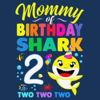 Mommy Of Birthday Shark 2nd Matching Oufit Party For Family 16 in Basic Backpack