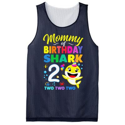 Mommy Of Birthday Shark 2nd Matching Oufit Party For Family Mesh Reversible Basketball Jersey Tank