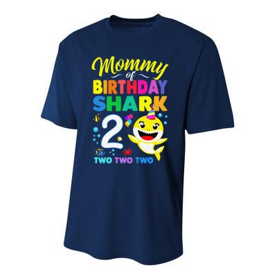 Mommy Of Birthday Shark 2nd Matching Oufit Party For Family Performance Sprint T-Shirt