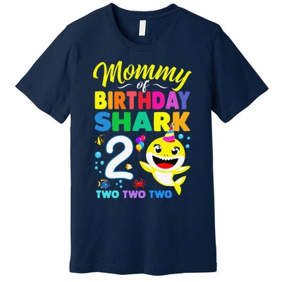 Mommy Of Birthday Shark 2nd Matching Oufit Party For Family Premium T-Shirt