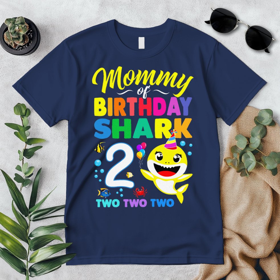 Mommy Of Birthday Shark 2nd Matching Oufit Party For Family Premium T-Shirt