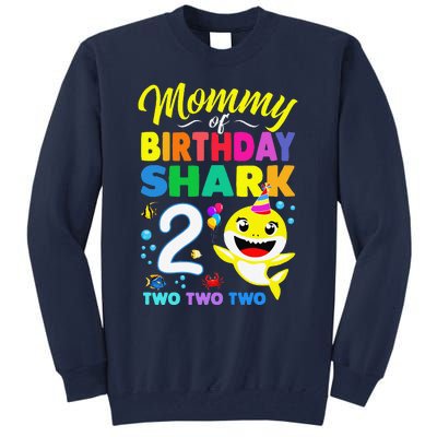 Mommy Of Birthday Shark 2nd Matching Oufit Party For Family Tall Sweatshirt