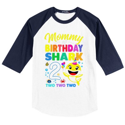 Mommy Of Birthday Shark 2nd Matching Oufit Party For Family Baseball Sleeve Shirt