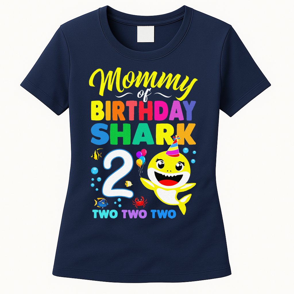 Mommy Of Birthday Shark 2nd Matching Oufit Party For Family Womens T-Shirt