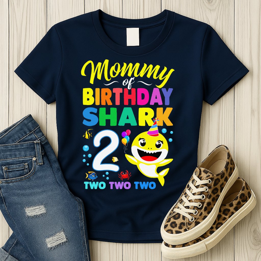 Mommy Of Birthday Shark 2nd Matching Oufit Party For Family Womens T-Shirt