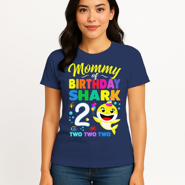 Mommy Of Birthday Shark 2nd Matching Oufit Party For Family Womens T-Shirt