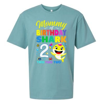 Mommy Of Birthday Shark 2nd Matching Oufit Party For Family Sueded Cloud Jersey T-Shirt