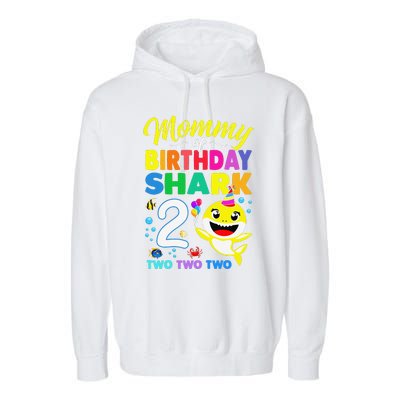 Mommy Of Birthday Shark 2nd Matching Oufit Party For Family Garment-Dyed Fleece Hoodie