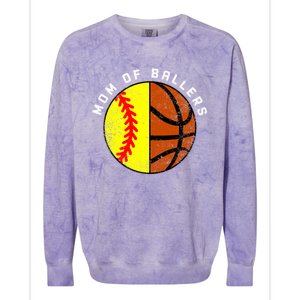 Mom Of Ballers Funny Softball Basketball Mom Gift Colorblast Crewneck Sweatshirt