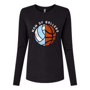 Mom Of Ballers Funny Volleyball Basketball Mom Great Gift Womens Cotton Relaxed Long Sleeve T-Shirt