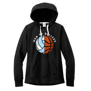 Mom Of Ballers Funny Volleyball Basketball Mom Great Gift Women's Fleece Hoodie