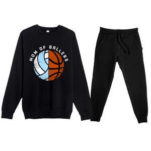 Mom Of Ballers Funny Volleyball Basketball Mom Great Gift Premium Crewneck Sweatsuit Set