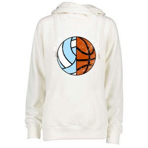 Mom Of Ballers Funny Volleyball Basketball Mom Great Gift Womens Funnel Neck Pullover Hood