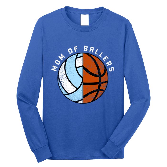 Mom Of Ballers Funny Volleyball Basketball Mom Great Gift Long Sleeve Shirt