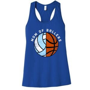 Mom Of Ballers Funny Volleyball Basketball Mom Great Gift Women's Racerback Tank