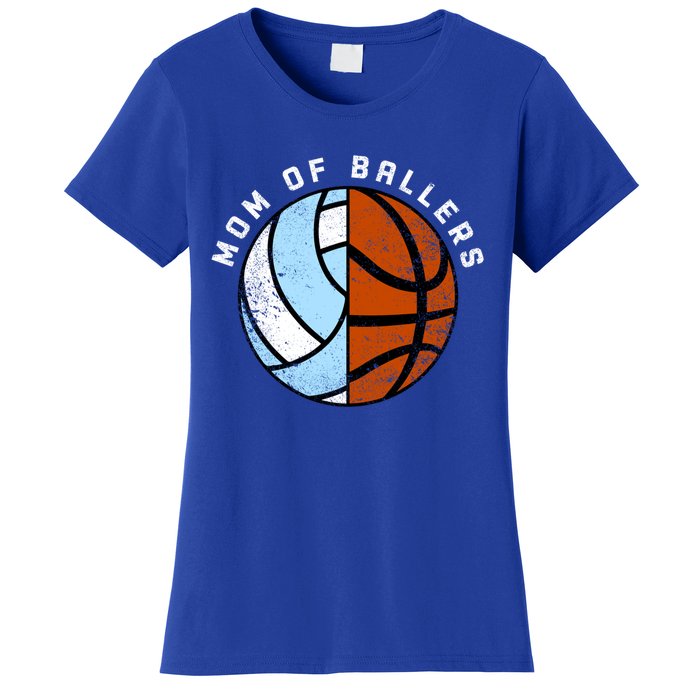 Mom Of Ballers Funny Volleyball Basketball Mom Great Gift Women's T-Shirt