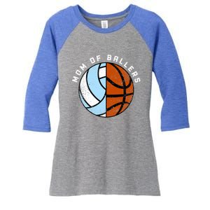 Mom Of Ballers Funny Volleyball Basketball Mom Great Gift Women's Tri-Blend 3/4-Sleeve Raglan Shirt