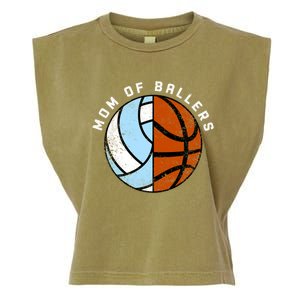 Mom Of Ballers Funny Volleyball Basketball Mom Great Gift Garment-Dyed Women's Muscle Tee