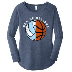 Mom Of Ballers Funny Volleyball Basketball Mom Great Gift Women's Perfect Tri Tunic Long Sleeve Shirt