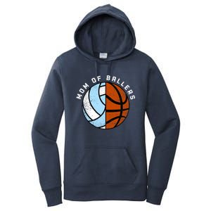 Mom Of Ballers Funny Volleyball Basketball Mom Great Gift Women's Pullover Hoodie