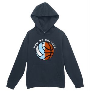 Mom Of Ballers Funny Volleyball Basketball Mom Great Gift Urban Pullover Hoodie