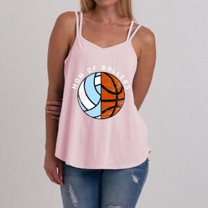 Mom Of Ballers Funny Volleyball Basketball Mom Great Gift Women's Strappy Tank