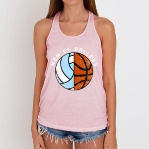 Mom Of Ballers Funny Volleyball Basketball Mom Great Gift Women's Knotted Racerback Tank