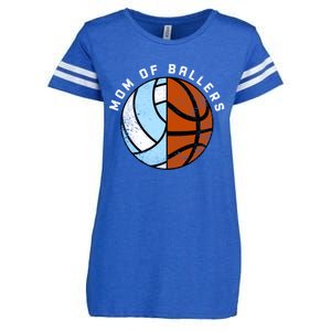 Mom Of Ballers Funny Volleyball Basketball Mom Great Gift Enza Ladies Jersey Football T-Shirt