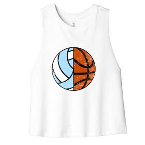 Mom Of Ballers Funny Volleyball Basketball Mom Great Gift Women's Racerback Cropped Tank