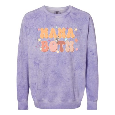 Mama Of Both Retro Mother's Day Mom Colorblast Crewneck Sweatshirt