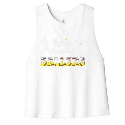 Mom Of Both Baseball Son Softball Daughter Mothers Day Gifts Women's Racerback Cropped Tank