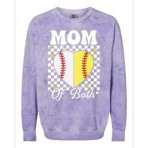 Mom Of Both Baseball Softball Heart Leopard Mothers Day Mama Meaningful Gift Colorblast Crewneck Sweatshirt