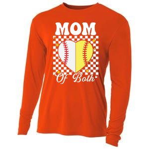 Mom Of Both Baseball Softball Heart Leopard Mothers Day Mama Meaningful Gift Cooling Performance Long Sleeve Crew