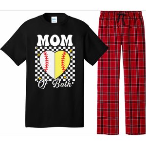 Mom Of Both Baseball Softball Heart Leopard Mothers Day Mama Meaningful Gift Pajama Set