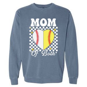 Mom Of Both Baseball Softball Heart Leopard Mothers Day Mama Meaningful Gift Garment-Dyed Sweatshirt