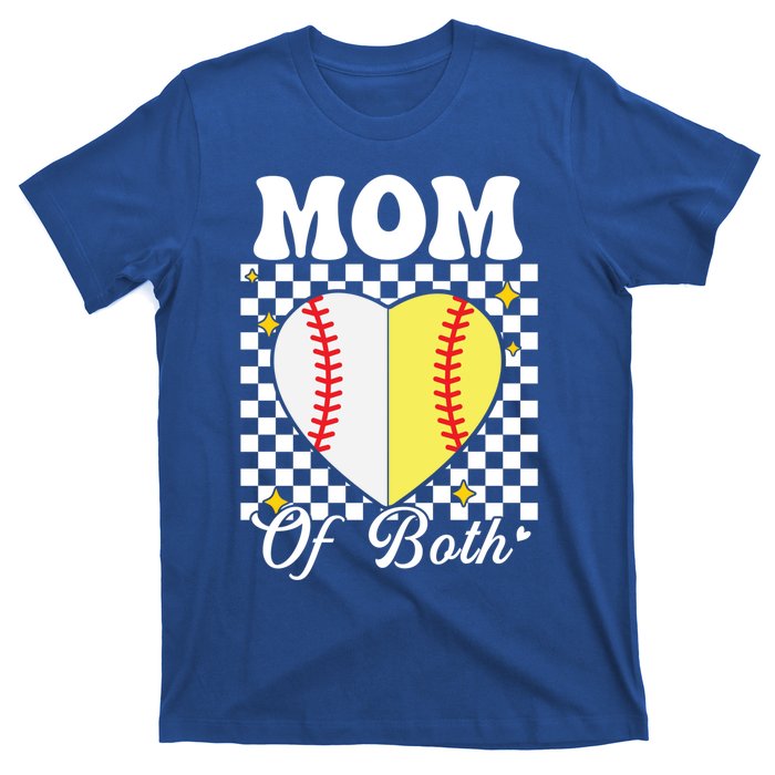 Mom Of Both Baseball Softball Heart Leopard Mothers Day Mama Meaningful Gift T-Shirt