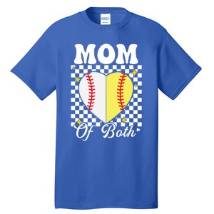 Mom Of Both Baseball Softball Heart Leopard Mothers Day Mama Meaningful Gift Tall T-Shirt