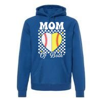 Mom Of Both Baseball Softball Heart Leopard Mothers Day Mama Meaningful Gift Premium Hoodie