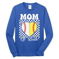 Mom Of Both Baseball Softball Heart Leopard Mothers Day Mama Meaningful Gift Tall Long Sleeve T-Shirt