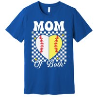 Mom Of Both Baseball Softball Heart Leopard Mothers Day Mama Meaningful Gift Premium T-Shirt