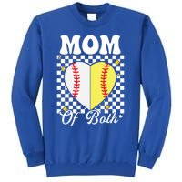 Mom Of Both Baseball Softball Heart Leopard Mothers Day Mama Meaningful Gift Tall Sweatshirt