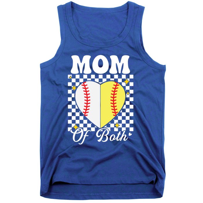 Mom Of Both Baseball Softball Heart Leopard Mothers Day Mama Meaningful Gift Tank Top