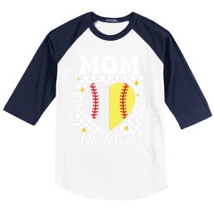 Mom Of Both Baseball Softball Heart Leopard Mothers Day Mama Meaningful Gift Baseball Sleeve Shirt