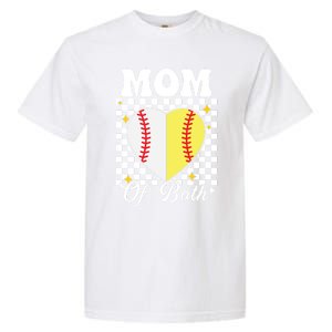 Mom Of Both Baseball Softball Heart Leopard Mothers Day Mama Meaningful Gift Garment-Dyed Heavyweight T-Shirt