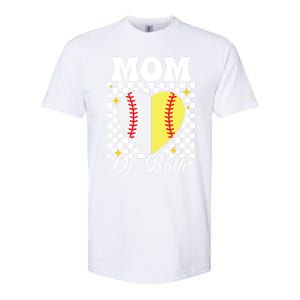 Mom Of Both Baseball Softball Heart Leopard Mothers Day Mama Meaningful Gift Softstyle CVC T-Shirt