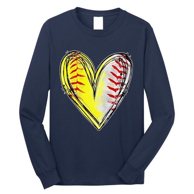 Mom Of Both Baseball Softball Mom Mothers Day Women Long Sleeve Shirt