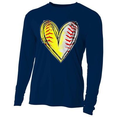 Mom Of Both Baseball Softball Mom Mothers Day Women Cooling Performance Long Sleeve Crew