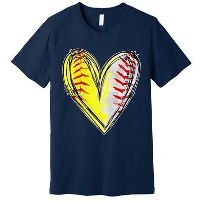 Mom Of Both Baseball Softball Mom Mothers Day Women Premium T-Shirt